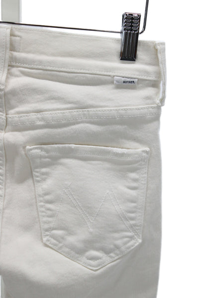 Mother Womens Skinny Cropped Ankle White High Waist Jeans Size 24