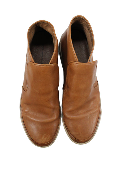 John Varvatos Star USA Men's Leather High Top Loafers Shoes Camel Size 11