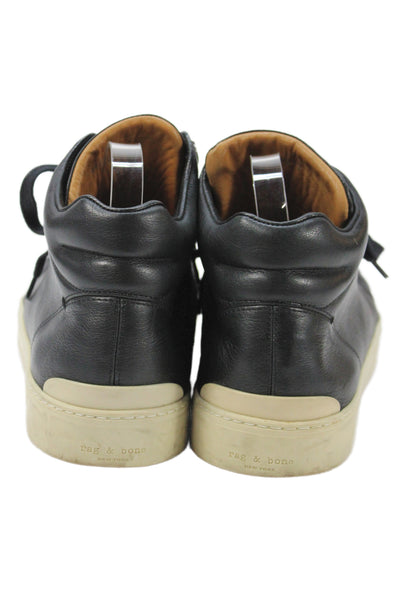 Rag & Bone Men's Leather Lace Up Rubber Sole Sneakers Black Size 12