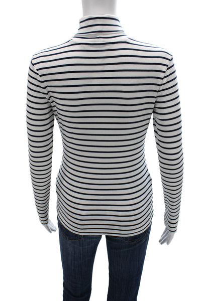 Vineyard Vines Women Striped Turtleneck Long Sleeve T-Shirt White Size XS