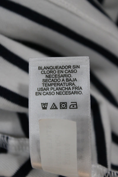 Vineyard Vines Women Striped Turtleneck Long Sleeve T-Shirt White Size XS