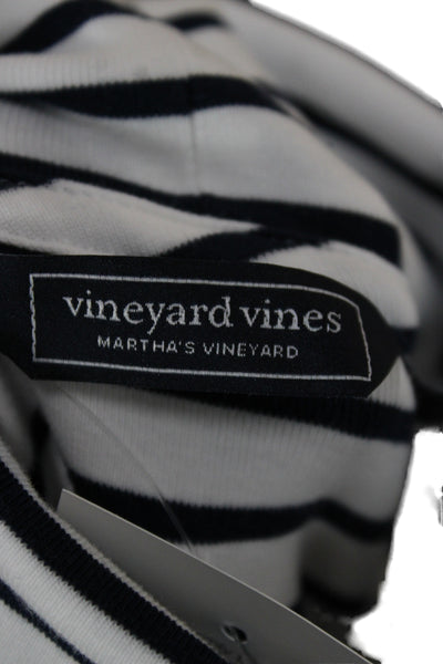 Vineyard Vines Women Striped Turtleneck Long Sleeve T-Shirt White Size XS