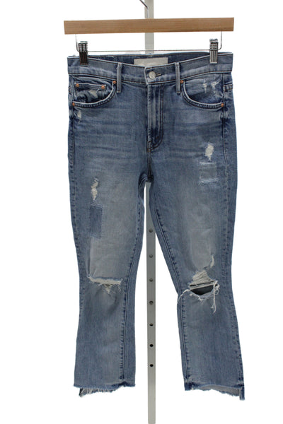 Mother Superior Womens Cropped Mom Jeans Light Blue High Rise Size 25
