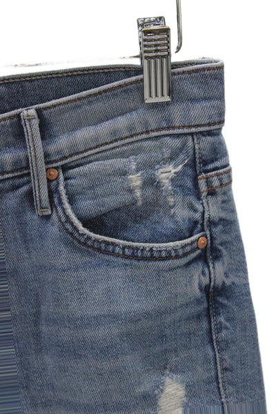 Mother Superior Womens Cropped Mom Jeans Light Blue High Rise Size 25