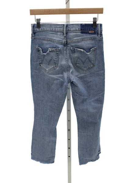 Mother Superior Womens Cropped Mom Jeans Light Blue High Rise Size 25