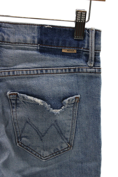 Mother Superior Womens Cropped Mom Jeans Light Blue High Rise Size 25