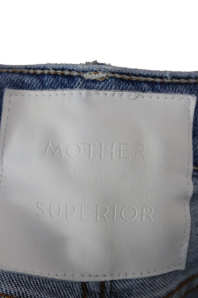 Mother Superior Womens Cropped Mom Jeans Light Blue High Rise Size 25