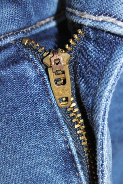 Mother Womens Cropped Straight Jeans Blue Button Fly Cotton Blend Size 26