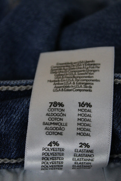 Mother Womens Cropped Straight Jeans Blue Button Fly Cotton Blend Size 26