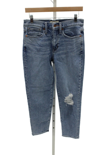 Madewell Womens Cropped Ankle Mom Jeans Blue High Rise Button Size 25