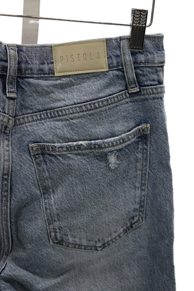 Pistola Women Boyfriend Cropped Light Blue High Rise Jeans Size 26