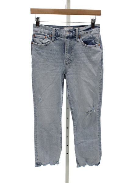 Pistola Women Cropped Straight High Rise Light Blue Jeans Size 26