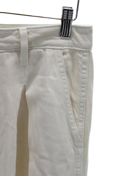 Amo Women Chino Paperbag Pants White Button Cotton Size 26
