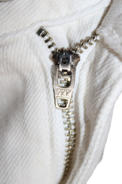 Amo Women Chino Paperbag Pants White Button Cotton Size 26