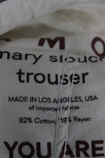 Amo Women Chino Paperbag Pants White Button Cotton Size 26