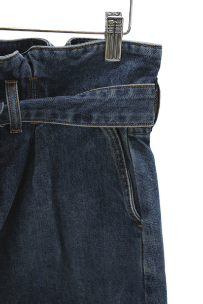Veronica Beard Unisex Dark Blue Solid Cotton Button Shorts Size 26