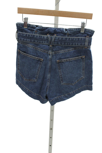 Veronica Beard Unisex Dark Blue Solid Cotton Button Shorts Size 26