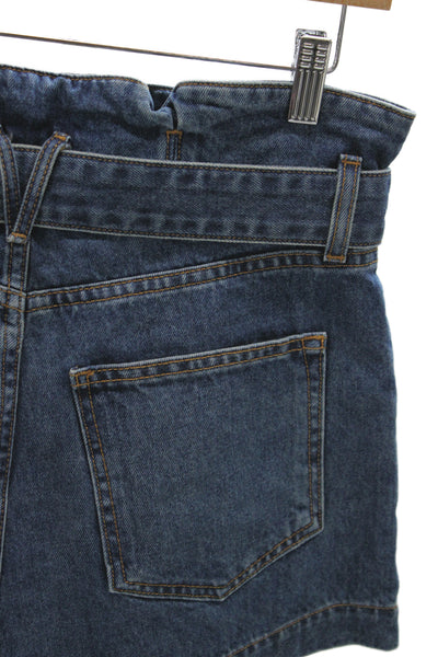 Veronica Beard Unisex Dark Blue Solid Cotton Button Shorts Size 26