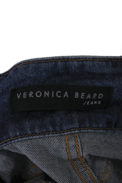 Veronica Beard Unisex Dark Blue Solid Cotton Button Shorts Size 26