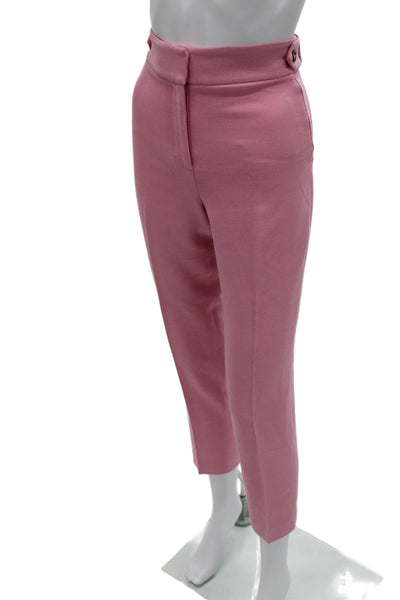 Veronica Beard Womens Pink Ankle Cropped Dress Pants Button Closure Size 4