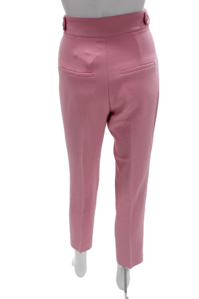 Veronica Beard Womens Pink Ankle Cropped Dress Pants Button Closure Size 4