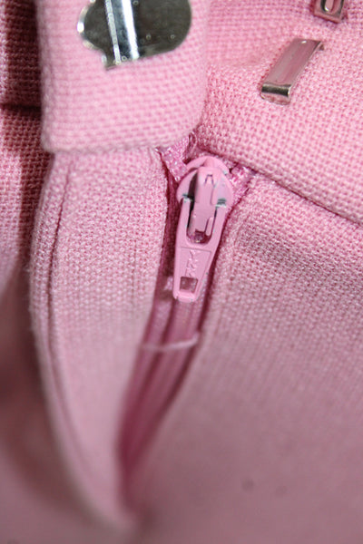 Veronica Beard Womens Pink Ankle Cropped Dress Pants Button Closure Size 4