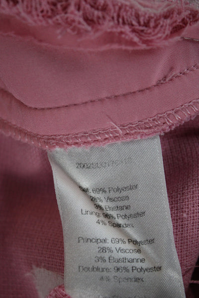 Veronica Beard Womens Pink Ankle Cropped Dress Pants Button Closure Size 4