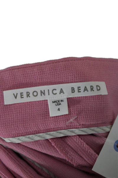 Veronica Beard Womens Pink Ankle Cropped Dress Pants Button Closure Size 4