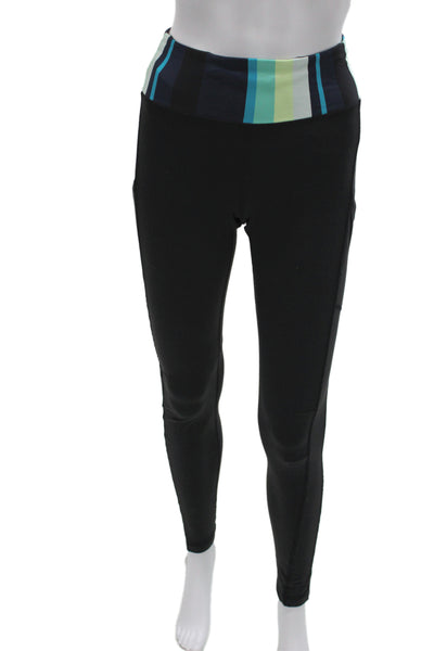 Lululemon Womens Black Striped Polyester Ankle Leggings Size 8