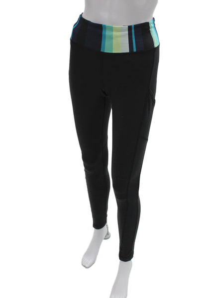 Lululemon Womens Black Striped Polyester Ankle Leggings Size 8