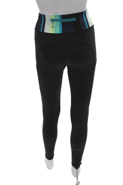 Lululemon Womens Black Striped Polyester Ankle Leggings Size 8