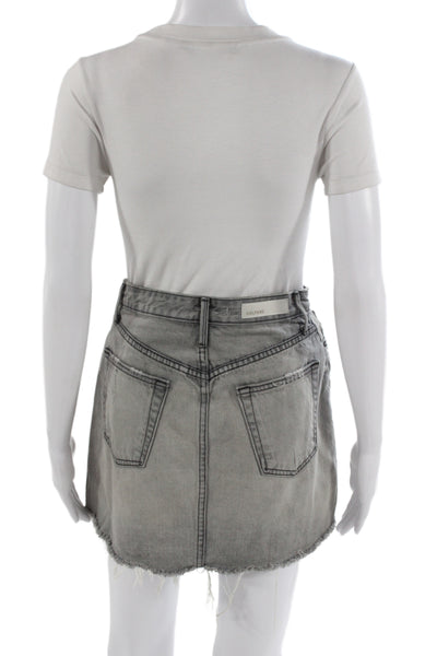 Grlfrnd Women A-Line Mini Skirt Gray Cotton Size 25