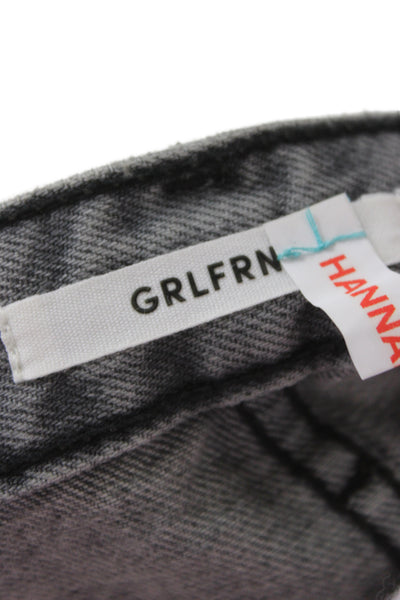 Grlfrnd Women A-Line Mini Skirt Gray Cotton Size 25