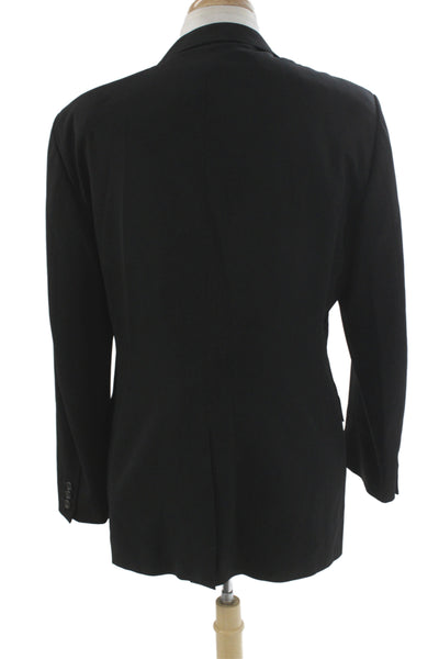 Jil Sander Mens Black Virgin Wool Blazer Collared Button Long Sleeve Size 52
