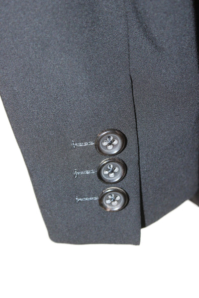 Jil Sander Mens Black Virgin Wool Blazer Collared Button Long Sleeve Size 52