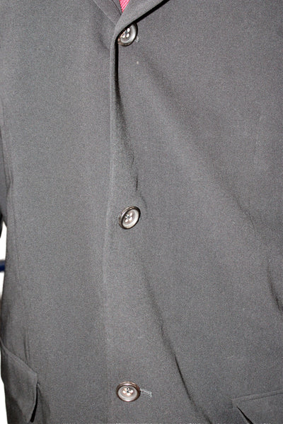 Jil Sander Mens Black Virgin Wool Blazer Collared Button Long Sleeve Size 52
