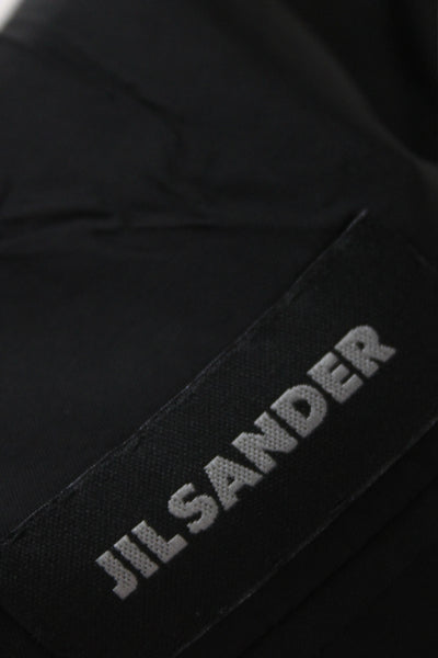 Jil Sander Mens Black Virgin Wool Blazer Collared Button Long Sleeve Size 52