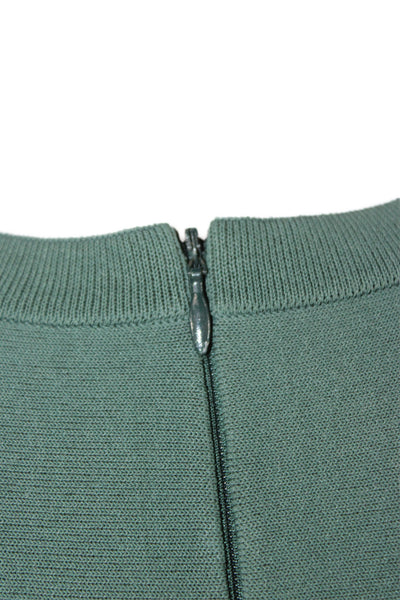Alaia Women Fit & Flare V-Neck Sleeveless Green Geometric Sweater Dress Size 36