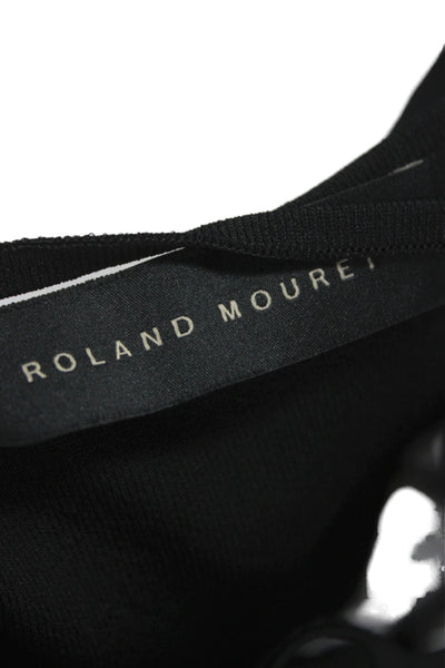 Roland Mouret Women Sleeveless V Neck Striped Black Top Size XS