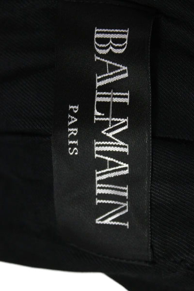 Balmain Womens Blue Military Jacket Button Collared Size 38
