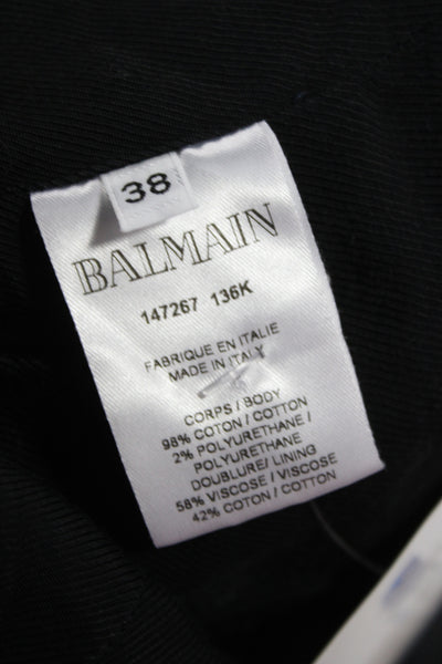 Balmain Womens Blue Military Jacket Button Collared Size 38