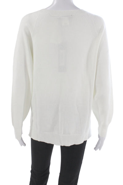 Renuar Unisex Pullover Sweater White Crew Neck Long Sleeve Size S