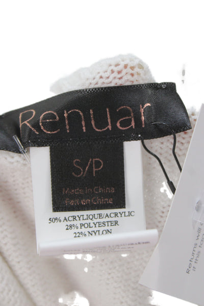 Renuar Unisex Pullover Sweater White Crew Neck Long Sleeve Size S