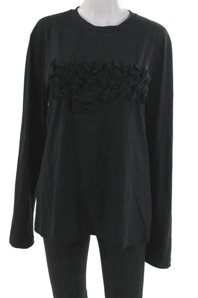 Meimeij Women Jersey T Shirt Black Elastane Long Sleeve Crew Neck Size 46