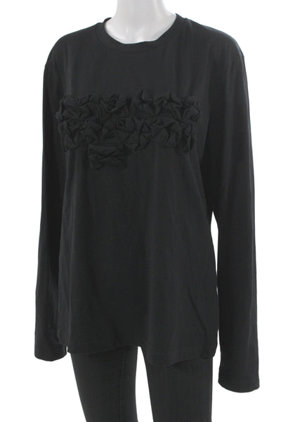 Meimeij Women Jersey T Shirt Black Elastane Long Sleeve Crew Neck Size 46