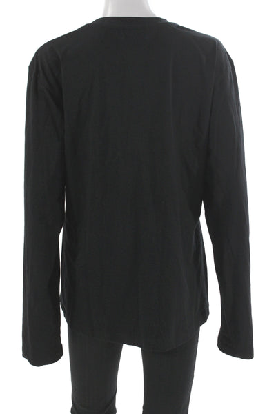 Meimeij Women Jersey T Shirt Black Elastane Long Sleeve Crew Neck Size 46