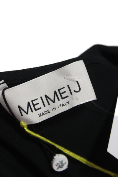 Meimeij Women Jersey T Shirt Black Elastane Long Sleeve Crew Neck Size 46
