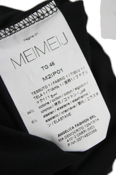 Meimeij Women Jersey T Shirt Black Elastane Long Sleeve Crew Neck Size 46