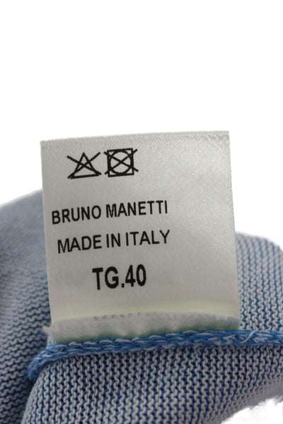 Bruno Manetti Women Basic Blue T-Shirt Round Neck Short Sleeve Size 40