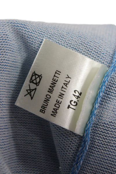 Bruno Manetti Womens Short Sleeve Round Neck Top Light Blue Size 42